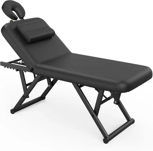 Vista 11 de pouseayar Mesa de masaje ajustable con almohada facial y reposacabezas, resistente y sólida, silenciosa y fácil de ajustar para mesa de tratamiento
