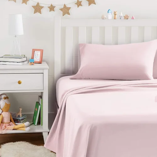 Vista 6 de Amazon Basics Juego de sábanas para niños de microfibra ligera, suave y fácil de lavar, 3 piezas, tamaño Twin, Aqua brillante, diseño sólido