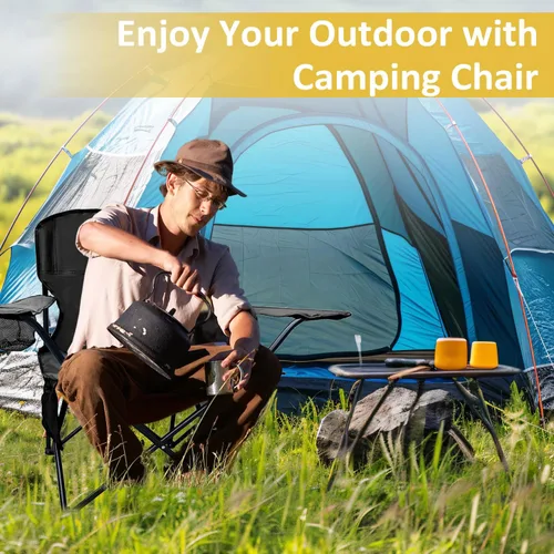 Vista 6 de Folding Camping Chairs with High Back, Comfortable Outdoor Chairs 300lbs Capacity Lightweight Portable Chair with Storage Bag for Camping, Fishing