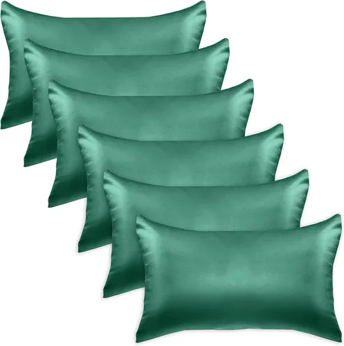 Vista 25 de Elegant Comfort Juego de 4 fundas de almohada de satén de viscosa refrescante con cierre de cremallera oculto, suave como la seda para el cuidado