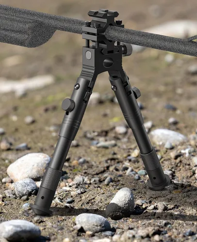Vista 7 de CVLIFE Bípode Picatinny 3 en 1 para rifle con adaptador de espárrago giratorio y adaptador de abrazadera de barril de altura ajustable