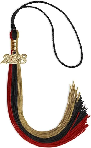 Vista 47 de Endea - Borla de graduación de triple color con gota de fecha dorada (negro/dorado/granate, 2020)