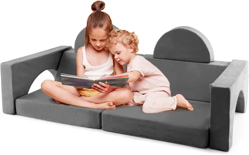 Vista 9 de INFANS Mondular - Sofá de juego para niños, 8 piezas, sofá seccional de construcción para sala de juegos, dormitorio, cojín imaginativo convertible
