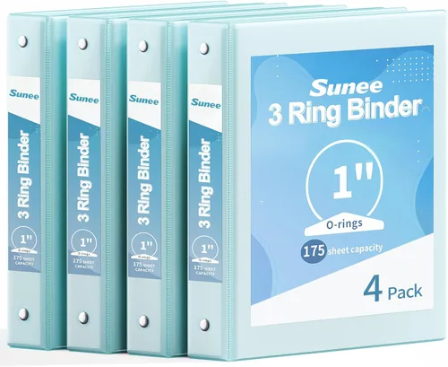 Vista 33 de SUNEE - Archivadores de 1/2 pulgada con 3 argollas, paquete de 4, argollas de media pulgada delgadas con vista transparente, sin PVC