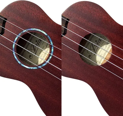 Vista 2 de Inlaystickers para ukeleles soprano - Roseta de agujero sonoro/Purfling - Azul abulón