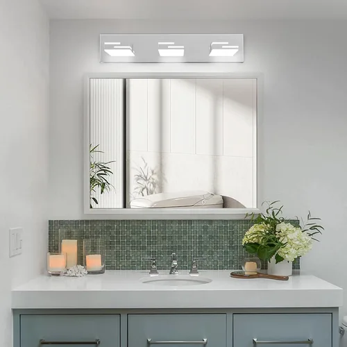 Vista 8 de Lámparas LED modernas para tocador de baño, 3 luces, 5CCT, regulables, luces de tocador negro mate para accesorios de iluminación de baño sobre