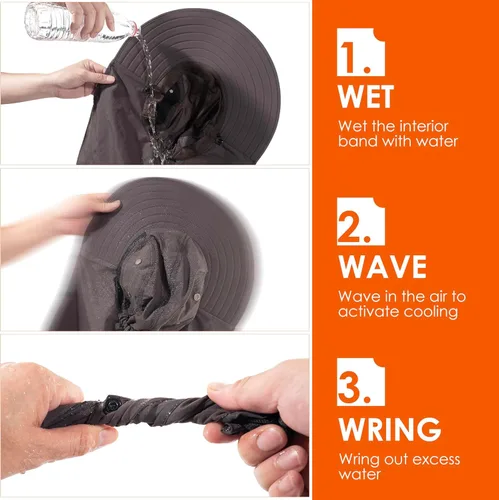 Vista 2 de Sombrero de pesca para hombre y mujer, sombrero de sol de ala ancha UPF 50+ con cubierta facial y solapa para el cuello