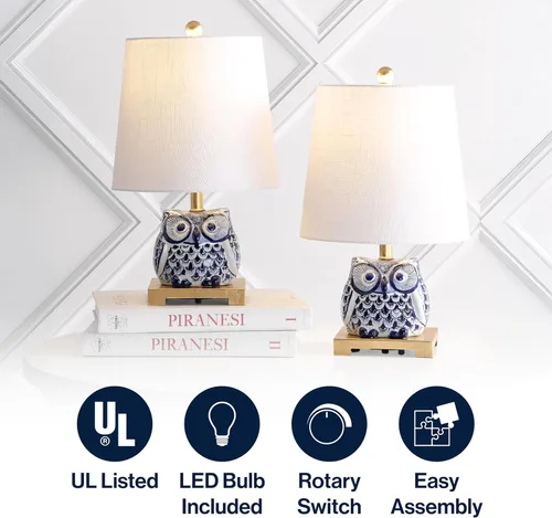 Vista 5 de JONATHAN Y JYL3014A-SET2 Justina - Mini lámpara de mesa de cerámica de 16 pulgadas (juego de 2) casa de campo, transicional para dormitorio, sala