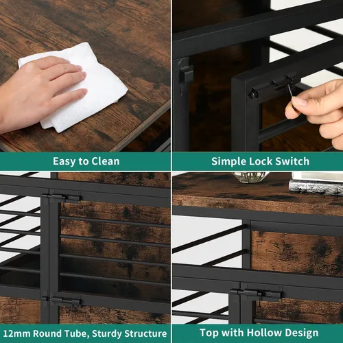 Vista 5 de YITAHOME Mueble de jaula para perros de 32 pulgadas con ruedas, mesa auxiliar de madera decorativa de granja, resistente a las masticaciones