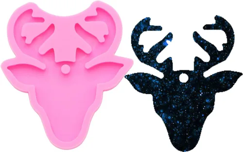 Molde de alas angulares en forma de reno, molde de resina para llavero, molde de resina de silicona, moldes de alce para fundición de resina, epoxi