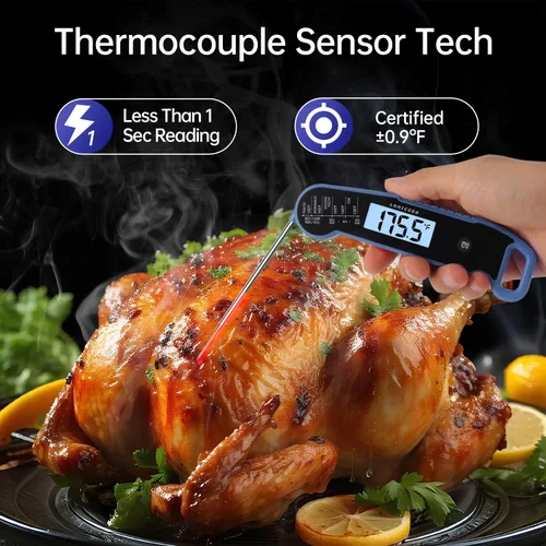 Vista 2 de Lonicera Termómetro digital de carne para cocinar alimentos. Lectura instantánea en 1 segundo y precisión de ± 0.9 ℉ con sensor de termopar.
