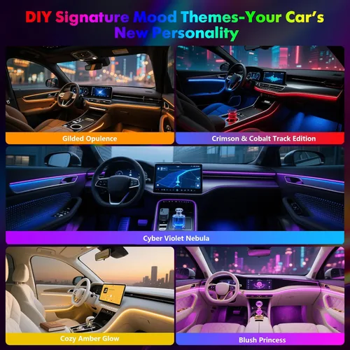 Vista 6 de Nueva versión Dreamcolor Luces de interior de coche acrílicas 18 en 1 RGB Kit de iluminación ambiental para coche APP Control Sistema de control por