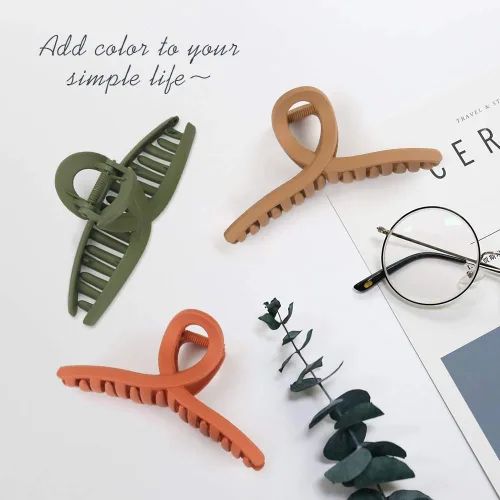 Vista 5 de Pinzas para el cabello para mujer, pinzas de pelo mate antideslizantes, pinzas para el cabello grandes de 4.3 pulgadas, accesorios para el cabello