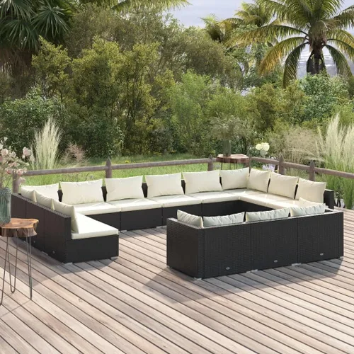 Vista 36 de Sofá de 3 plazas con cojines de ratán de poliéster marrón, juego de muebles de patio al aire libre con 3 sofás centrales para patio trasero, jardín