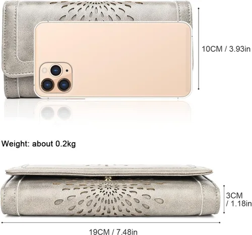Vista 41 de Aphison - Cartera larga de cuero suave RFID para mujer, con caja de regalo