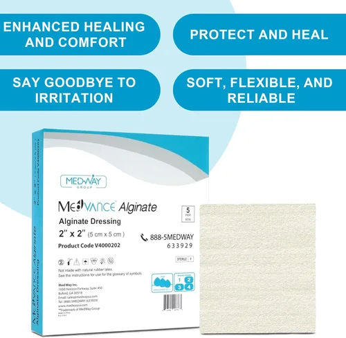 Vista 2 de MedVance TM Alginato – Apósito de alginato de calcio 2"x2", Caja de 5 apósitos