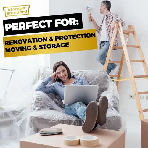 Vista 8 de Fundas de plástico para muebles para mudanza y almacenamiento - Protectores de fundas para sillas de alta resistencia, impermeables y a prueba