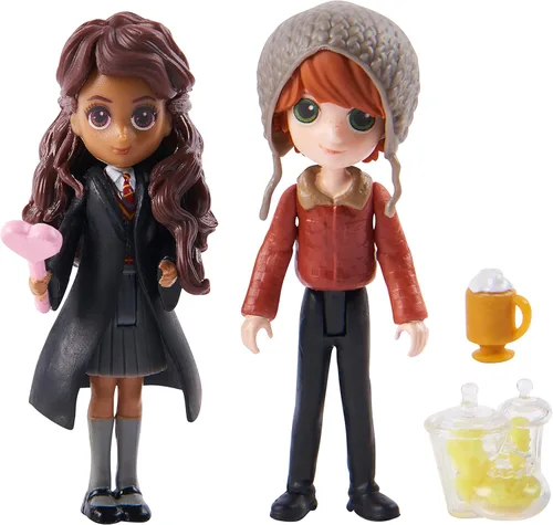 Wizarding World Harry Potter, Magical Minis - Set de Ron Weasley y Parvati Patil con 2 accesorios para muñecas, regalos para la cesta de Pascua, Ron
