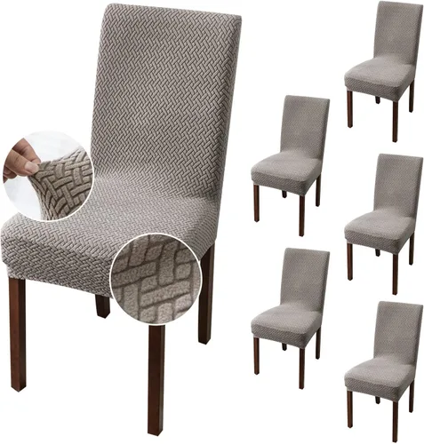 Vista 44 de Genina Fundas para sillas de comedor, fundas elásticas para sillas de comedor, fundas elásticas para sillas Parsons de la cocina (beige, 2 unidades)