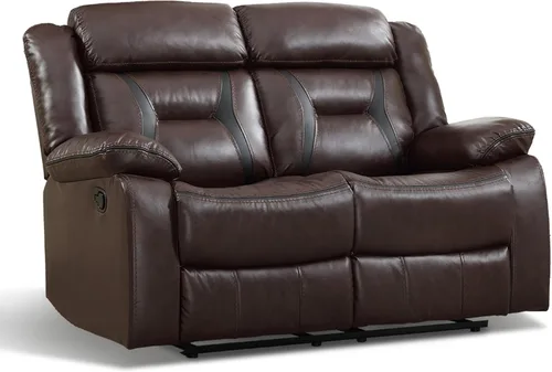 Vista 7 de EBELLO Sofá reclinable manual de piel sintética, sofá reclinable de 2 asientos con consola central, almacenamiento oculto y portavasos, sillón