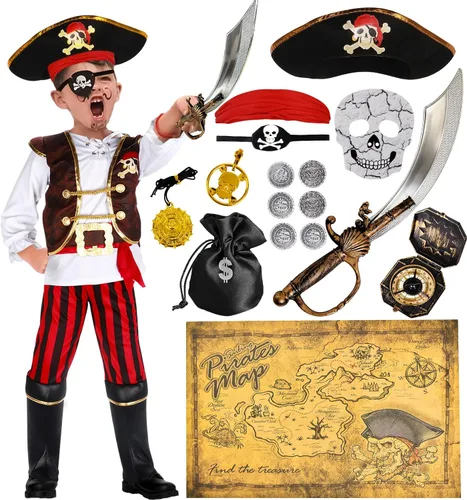 G.C Disfraz de pirata para niños, juego de rol, disfraz de fiesta, juguetes de lujo, regalo de pirata, conjunto para niños pequeños