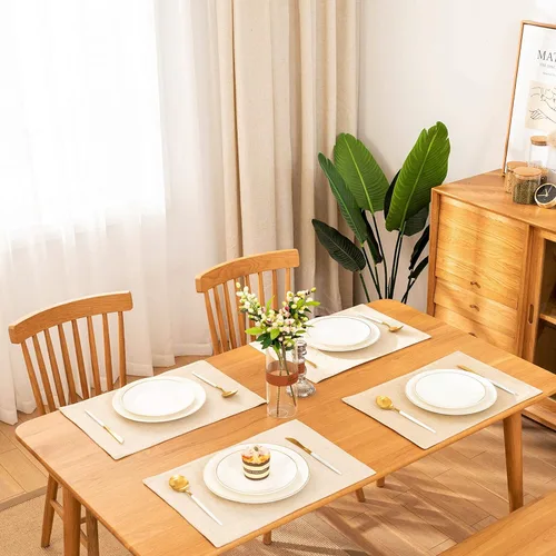 Vista 6 de Spring Garden Home Juego de 4 manteles individuales de lino para mesa de comedor, lavables, 13 x 19 pulgadas, lino claro