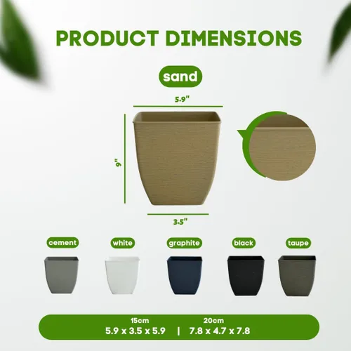 Vista 2 de Matri Owen - Macetas con drenaje, macetas de plástico de 8 pulgadas para plantas de exterior e interior, paquete de 2 macetas de plástico, maceta