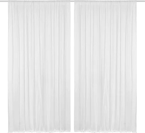 Vista 3 de AK-Trading - Paneles de cortinas de gasa para eventos de boda y decoración, cortinas de telón de fondo (115 x 120 pulgadas, negro)