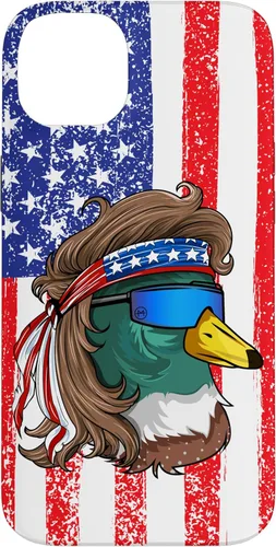 Vista 15 de iPhone 16 Duckoholic Mallard Duck American Flag Waterfowl Duck Hunting Case