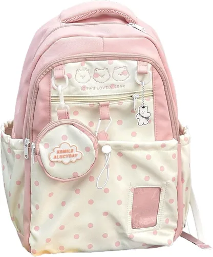 Cute Backpack for Women Purse - Cute Harajuku Bookbag 15.6 Inch Laptop Bag Lightweight Travel Daypack Bookbag Purse (pink)