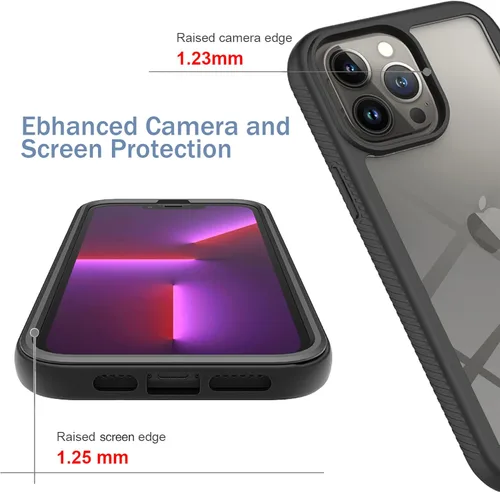 Vista 4 de NLBTW Funda protectora compatible con iPhone 13 Pro Max, protector de pantalla integrado a prueba de golpes de cuerpo completo resistente funda