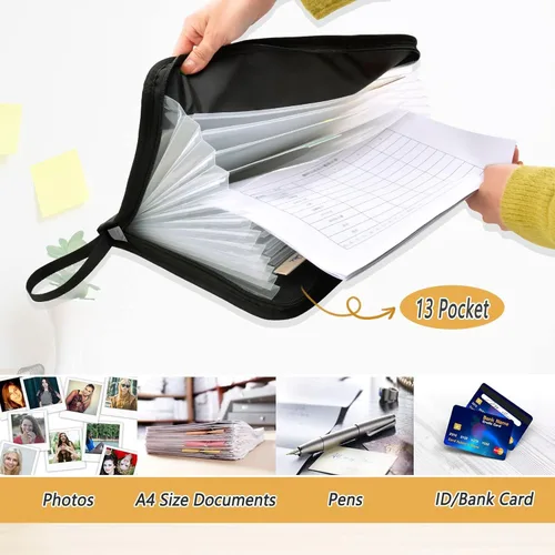 Vista 4 de Mardi Gras Expanding File Folder for Documents A4 Letter Size Accordion File Organizer with Tabs 13 Pockets for Receipt Desk School Filing Cabinet