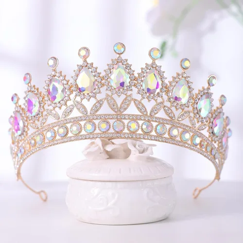 Vista 5 de FORSEVEN Tiaras y coronas de cristal para mujer – Boda y fiesta de cumpleaños, corona de princesa, accesorios para el cabello – Diadema de diamantes