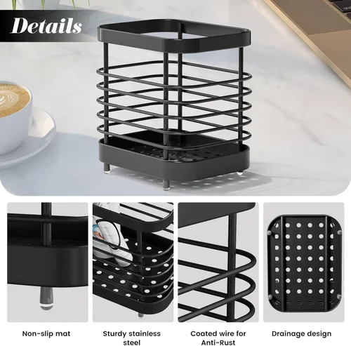 Vista 6 de Soporte para cepillos de dientes de acero inoxidable para baño, soporte para pasta de dientes de pared, soporte para maquinilla de afeitar