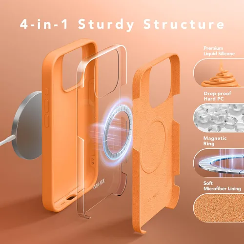 Vista 1337 de GONEZ Funda magnética para iPhone 14, compatible con Magsafe, con protector de pantalla + protector de cámara, forro de microfibra antiarañazos