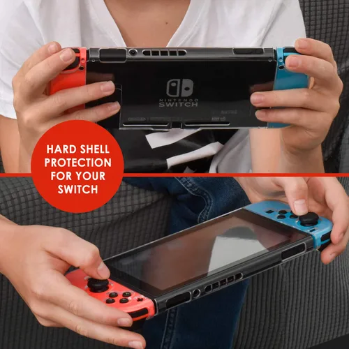 Vista 7 de Switch Accessories Kit compatible for Nintendo Switch - Black Bundle Set with Travel Case, Game Card Holder, Thumb Grip, Tempered Glass, TPU Case
