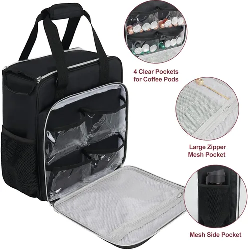 Vista 5 de LEFOR·Z Bolsa de viaje para cafetera, compatible con Keurig K-Mini, funda de transporte para cafetera de una sola porción compatible con K-Mini Plus