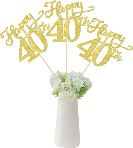 Vista 21 de Rsstarxi Paquete de 12 palitos de centro de mesa de cumpleaños número 50 para decoración de mesa de cumpleaños 50 para hombre, decoración de mesa