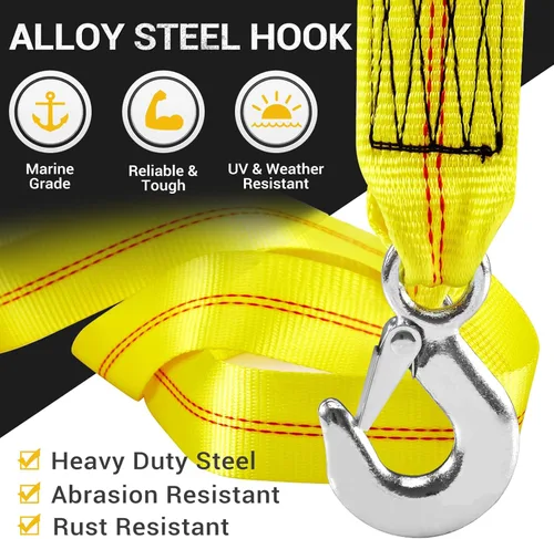 Vista 6 de CarBole Correa de cabrestante para remolque con gancho de 2 pulgadas x 20 pies, resistencia a la rotura, correa de cabrestante resistente de 10000
