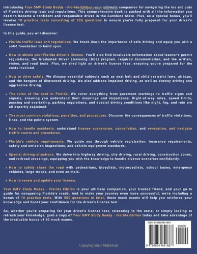 Vista 2 de Your DMV Study Buddy - Florida Edition Florida Driver's Handbook + 500 Driving Test Questions To Help You Pass Your DMV Exam (Your DMV Study Buddies)