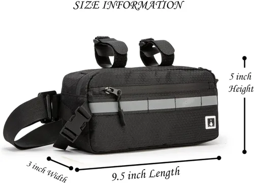 Vista 2 de ROYALFAIR Bolsa impermeable para manillar para bicicletas de niños, bolso cruzado convertible (negro)