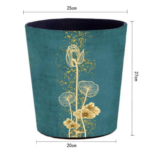Vista 3 de Cubo de basura de cuero, cesta de basura decorativa retro, canasta de papel pequeña de capacidad de 10 L, bote de basura impermeable para baño