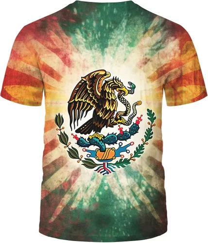 Vista 3 de Srcnhim Camiseta de manga corta con diseño de bandera mexicana mágica para hombre