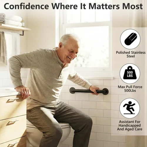 Vista 4 de Barra de Seguridad de Hierro para Exteriores, Barandilla de Cubierta, Pasamanos para Baño y Ducha Interior y Exterior, Barandilla Manual