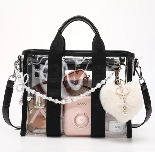 Vista 9 de Mini bolsa de mano, bolsa de playa iridiscente, bolsa transparente para eventos de estadio, conciertos, bolso resistente al agua con correa cruzada