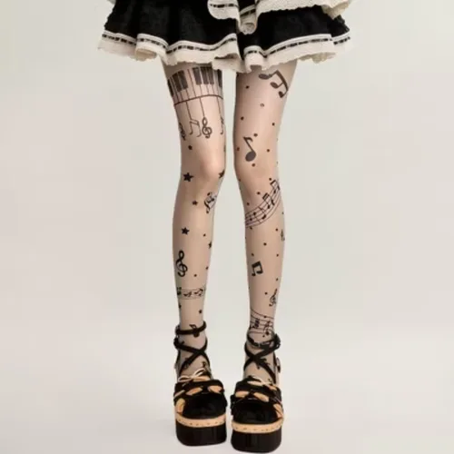 Vista 2 de RICHTRUE Whimsy Twee Funky - Mallas estampadas para mujeres, adolescentes y niñas, Emo Goth Cool 2000s Fun Printed Tights Y2k Grunge Alt Clothes