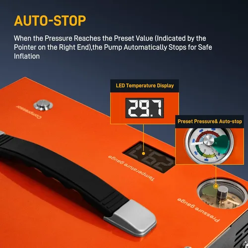 Vista 6 de GOYOJO Compresor de Aire PCP, Máximo 4500 PSI / 300 Bar, Llenado Rápido para Pistolas de Aire o Tanque de Paintball, Apagado Automático