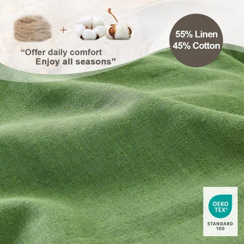 Vista 12 de Simple&Opulence Juego de funda de edredón de lino francés de 88 x 92 pulgadas, 5 piezas (1 funda de edredón, 4 fundas de almohada), mezcla de lino