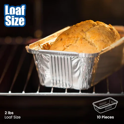 Vista 3 de EHOMEA2Z Moldes desechables de aluminio de 2 libras para hornear, servir y almacenar, sartén desechable resistente al calor, ideal para alimentos