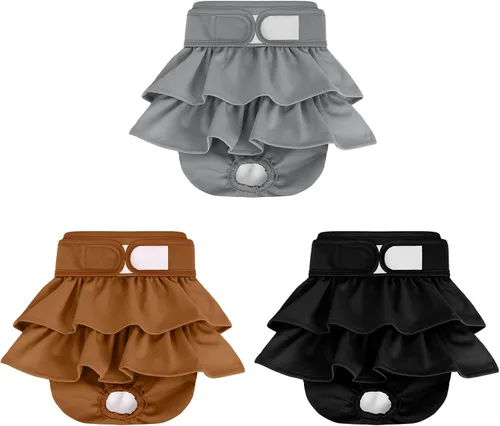 Vista 10 de Pañales reutilizables para perras hembras, paquete de 3, pañales para perras para período, celo e incontinencia, entrenamiento de cachorros